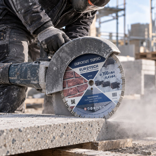 Illustrative Anwendungsszene mit EUROCUT TURBO Diamant-Trennscheibe an Beton