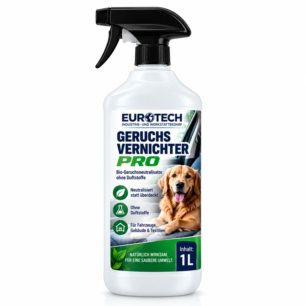 EUROTECH Geruchsvernichter Pro 1 L – visualisierte Produktansicht auf Weiß