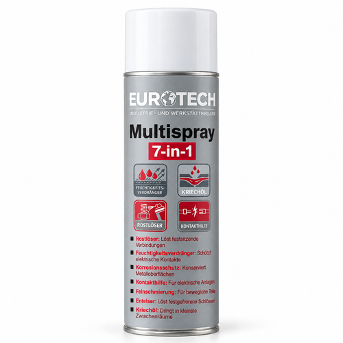 EUROTECH Multispray 7-in-1, 500 ml | Rostlöser · Schutz · Pflege – Produktansicht auf weißem Hintergrund