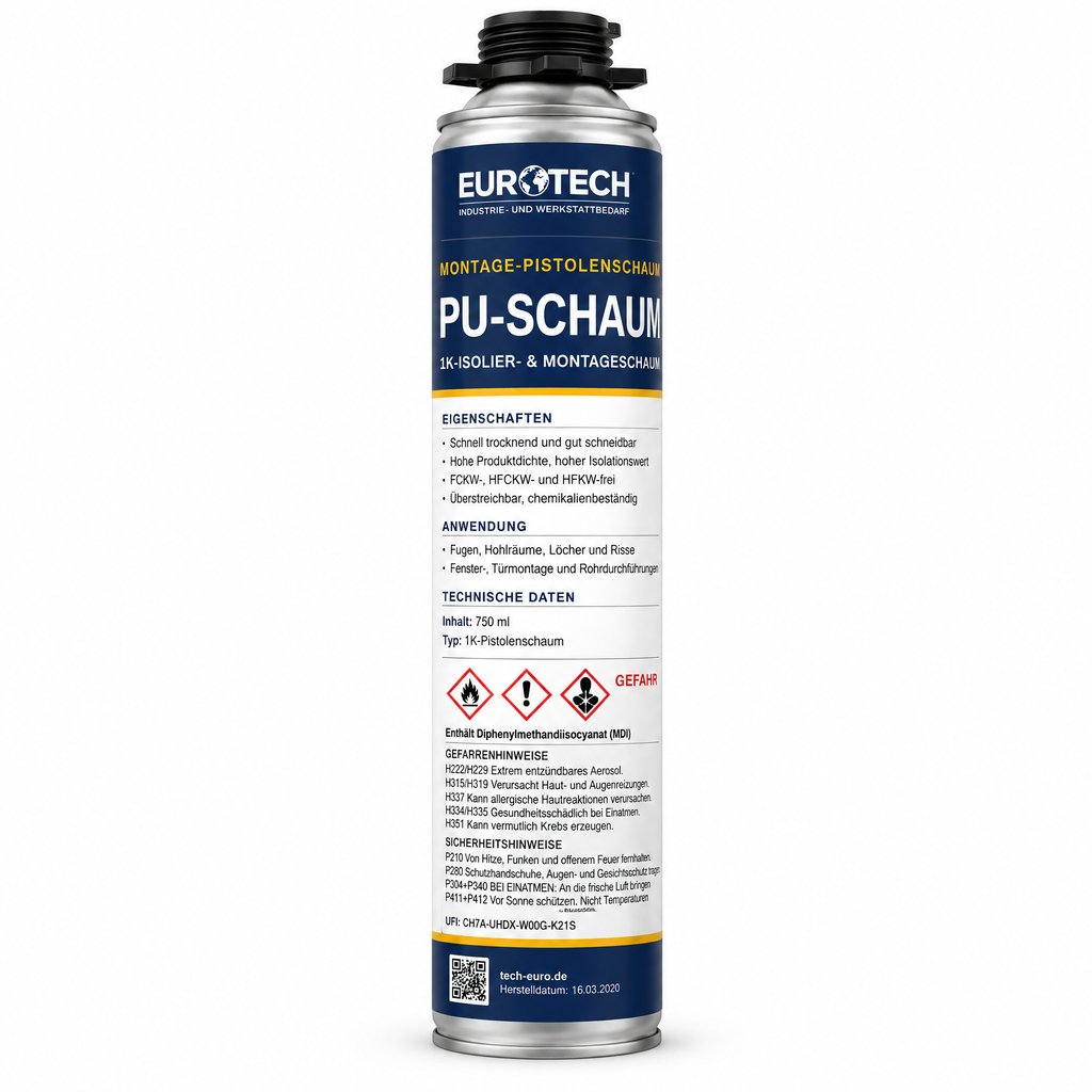 Visualisierte Produktansicht: PU-Schaum+ 750 ml auf weißem Hintergrund